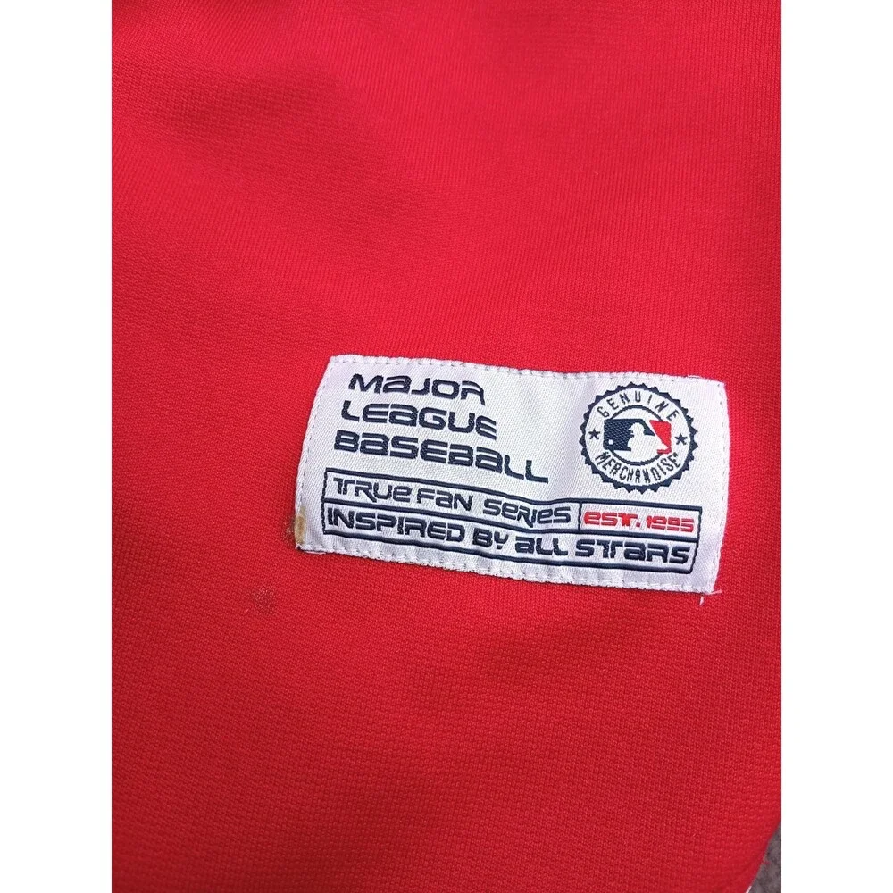 True Fan MLB St Louis Cardinals Red Button Up Jersey Large 12‑14 Short Sleeve
